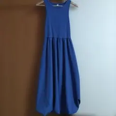 GU ノースリーブ ロングバルーンワンピース ブルー M