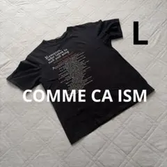 COMME CA ISM 黒 テキストプリント Tシャツ L