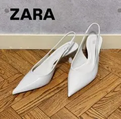 【美品】ZARA ホワイト ポインテッドトゥ ミュール