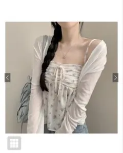 花柄キャミソール×シアーカーディガンアンサンブル GRL