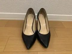 DIANA ブラックレザー ポインテッドトゥ ハイヒール