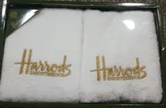 Harrods（ハロッズ）フェイスタオル　ゴールド刺繍　未使用　訳ありのサムネイル