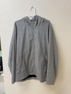 グレー チェック柄 フード付きジャケット