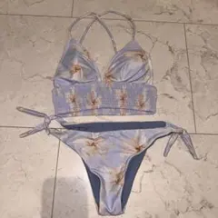 reselves 水色 花柄 サイドリボンフリンジ ビキニ