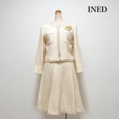 INED ツイードセレモニースーツ ラメ アイボリー 日本製 入学式 入園式