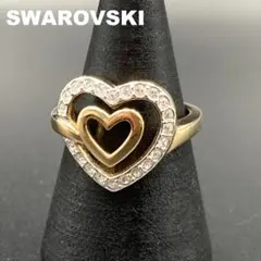 SWAROVSKI ダブルハート リング ゴールドカラー ラインストーンのサムネイル