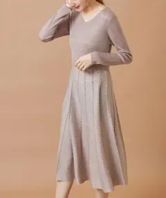 トッコクローゼット　前後２ＷＡＹヘリンボーン切り替えリブニットワンピース