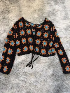 RODEO CROWNS WIDE BOWLクロシェフラワーニットカーディガン