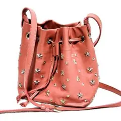 【美品】JIMMY CHOO ピンク バケットバッグ 巾着 星型スタッズ付のサムネイル