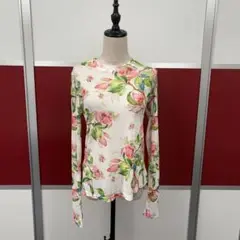 花柄 長袖 Tシャツ ホワイト/ピンク