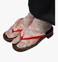 レース足袋 花柄 滑り止め付き 2足セット