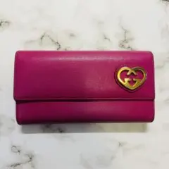 GUCCI 長財布 ラブリーハート ラブリー フーシャピンク バレンタイン限定