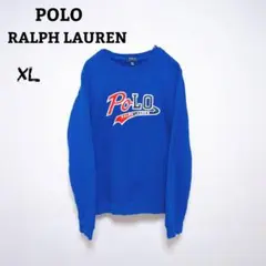 USA古着 ポロ ラルフローレン スウェット XL ブルー ロゴプリント