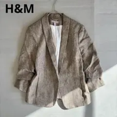 【H&M】ツイードテーラードジャケット　袖シャーリング　七分袖（38）羽織