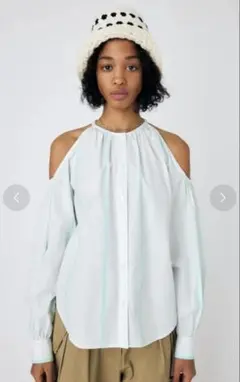 OPEN SHOULDER STRIPE ブラウス