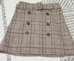 FUN チェック柄台形ミニスカート ブラウン