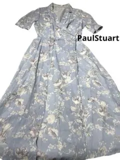 【Paul Stuart】美品 花柄 ロングラップワンピース フレア