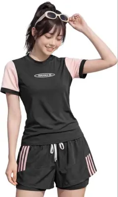 水着 レディース 体型カバー 2点セット タンキニ セパレートスポーティー水着