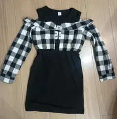 ピ*★様 オフショルダー チェック柄 ワンピース SHEIN