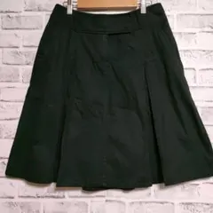 マレーラ 42 ひざ丈タックフレアスカート 上品 黒 無地 綿 春秋 イタリア製のサムネイル