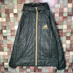 アディダス　メンズ　ナイロンジャケット　パーカー　刺しゅうロゴ　M 裏ボア　緑