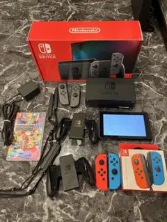 Switch本体グレー+マリオカート+ジョイコン+ジョイコングリップ