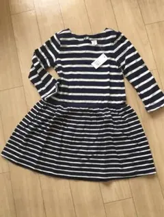 新品 baby GAP　105㎝　ネイビー×白　ボーダーワンピース