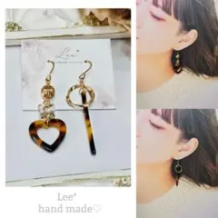506 アシメ フープべっ甲カラー 大人かわいい♡ピアス/イヤリング 