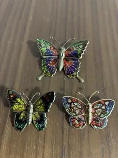 蝶のデザインブローチ3点セット
