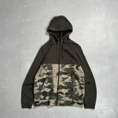 NIKE ジップパーカー 迷彩 カーキ系 カモフラ 古着 cityboy 短丈