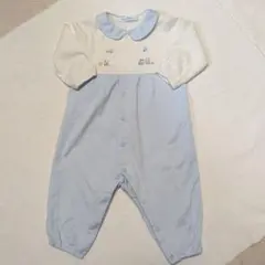 familiar　水色と白色のロンパース