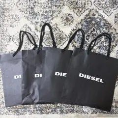 DIESEL ディーゼル ショップ袋 4枚セット 中サイズ 黒 ロゴ ショッパー