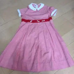 familiar 赤いチェック柄ワンピース 130