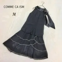 コムサ ノースリーブ ワンピース M 黒 リボン ブラック ドレス 【美品✨️】