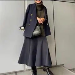 【Demi-Luxe BEAMS】サーキュラースカート　ネイビー　38 　美品