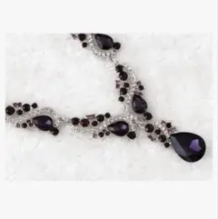 【新品】エレガントな紫　大きめネックレス　ピアス　社交ダンス　ベリーダンス