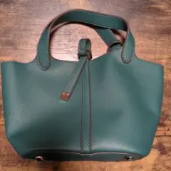 ターコイズ 合成皮革 トートバッグ フリンジ付き