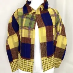極美品　me ISSEY MIYAKE チェック柄 カーディガン 黄 青 茶のサムネイル