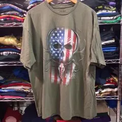 USA古着 BONE COLLECTOR スカル 星条旗 プリント Tシャツ