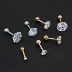 キラキラ ボディピアス 片耳 ステンレス ワンポイント ねじピアス