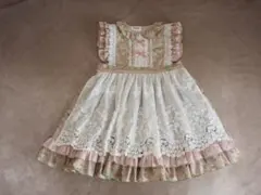 【ハンドメイド】ピンク系エプロンワンピース⑤　110cm