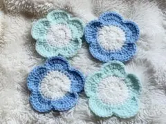 ハンドメイド かぎ針編み フラワーコースター 4枚セットのサムネイル