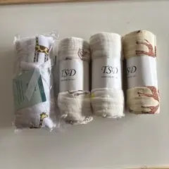 コットン キリン柄 等、おくるみ 4セット