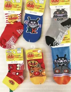 【入園準備】新品アンパンマン靴下6足セッ12-15cmベビーソックス滑り止め付き