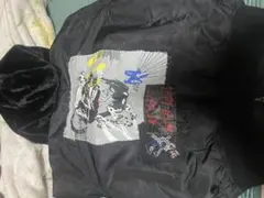 グラフィックプリント フード付きダウンジャケット