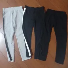 ロングパンツ 3点セット 120サイズ ブラック グレー 綿パンツ 春夏物