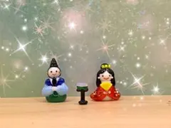 可愛い*°♡ミニミニお内裏様＆お雛様＆御餅☆ミニチュア　ガラス細工☆ひな祭り