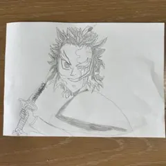 子供　絵　手書き　小学生　鬼滅の刃　煉獄　柱　塗り絵