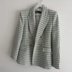 千鳥格子柄ダブルブレスト仕様ブレザー