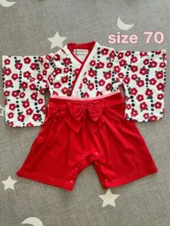 袴 ロンパース ベビー 70 女の子 椿